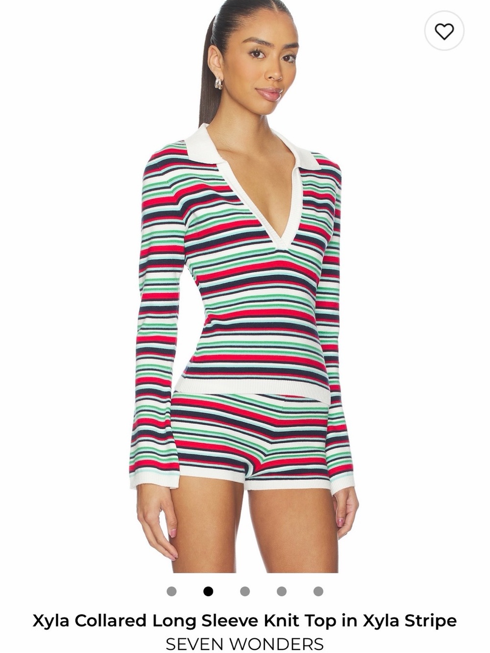 Seven Wonders Striped Collared Long Sleeve Knit Top - Multi Stripe